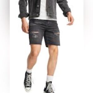 NEW Topman Black Distressed jean shorts, size 34